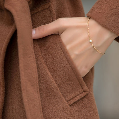 Camel Wool Coat – Handmade Stand Collar Winter Midi with Belt | Xiaolizi 3144