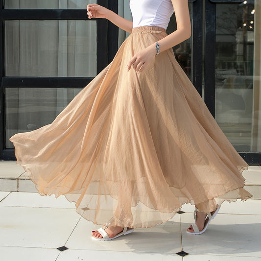 Elastic Waist Bohemia Boho Beach Chiffon Skirt for Women 2916