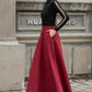 Vintage Inspired Burgundy Winter Maxi Wool Skirt 3150