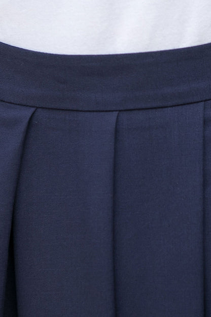 Navy Linen Cotton Midi Skirt - A-Line Vintage Swing 2877