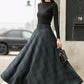 Dark Green Plaid Wool Maxi Skirt – Vintage High Waist Winter Skirt with Pockets 2836