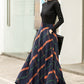 Women A-Line Pleated Plaid Wool Skirt 2838#