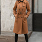 Double-breasted Camel Wool Military Coat Women 2840