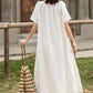 White Maxi Linen Dress 285801#