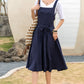 Navy pinafore fit and flare linen dress 2739
