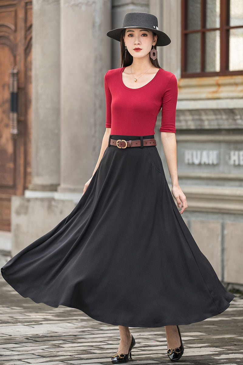 Buy Long Linen Skirt, Grey Linen Maxi Skirt With Pockets, A Line