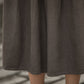 Women's Brown Linen Midi Skirt with Pocket 278101