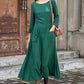 Green Midi Swing Linen Dress 3848