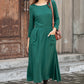 Green Midi Swing Linen Dress 3848