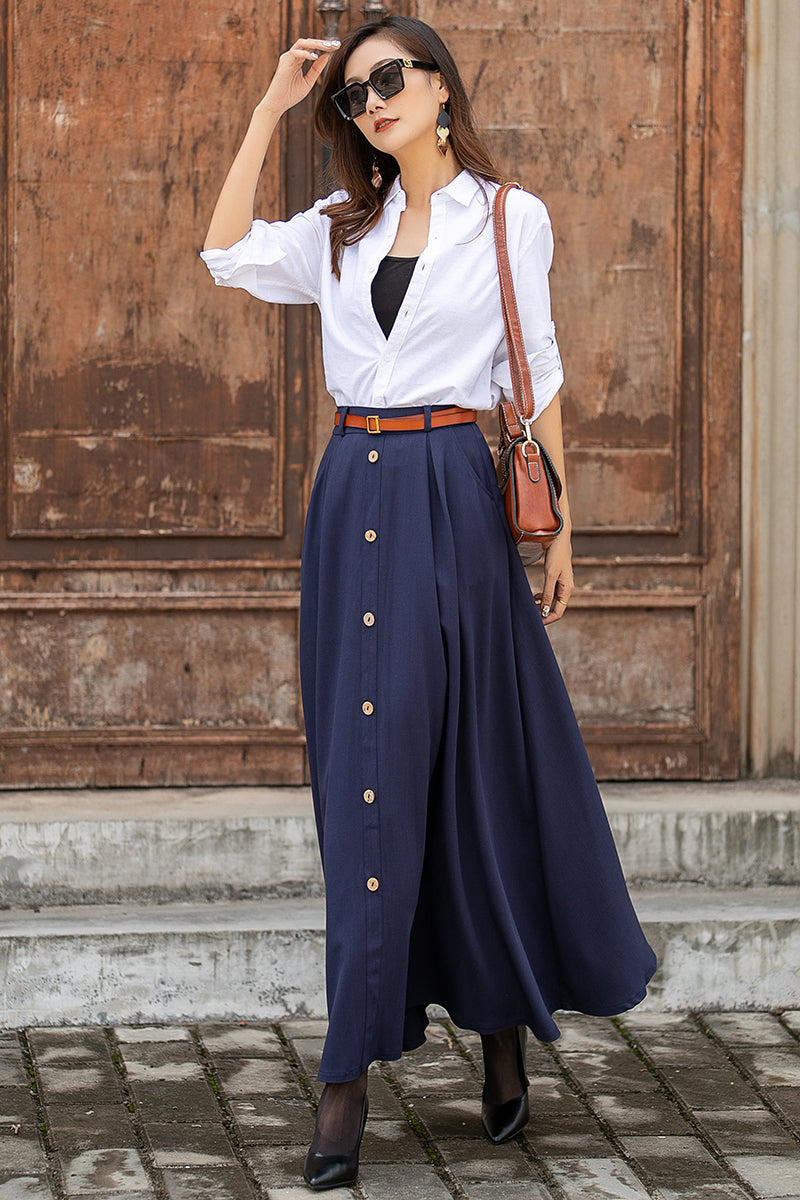 Nasty Gal Button Front Linen Skirt Co-ord~ Navy ~ Sz 2 Nasty Gal Button Front Linen Skirt Co-ord~ Navy ~ Sz 2