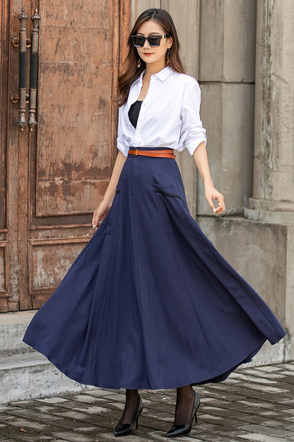 Women Casual Long Linen Skirt 3852