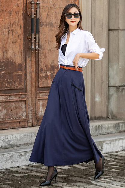 Women Casual Long Linen Skirt 3852