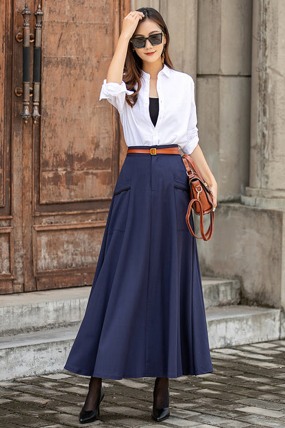 Women Casual Long Linen Skirt 3852