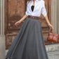 Women Grey High Waist Wool Skirt 3853