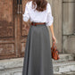Women Grey High Waist Wool Skirt 3853