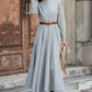 Autumn Winter Grey Long Wool Dress 3857