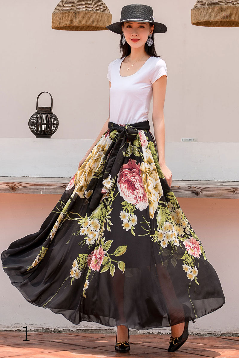 Women's Floral Chiffon Skirt 275301