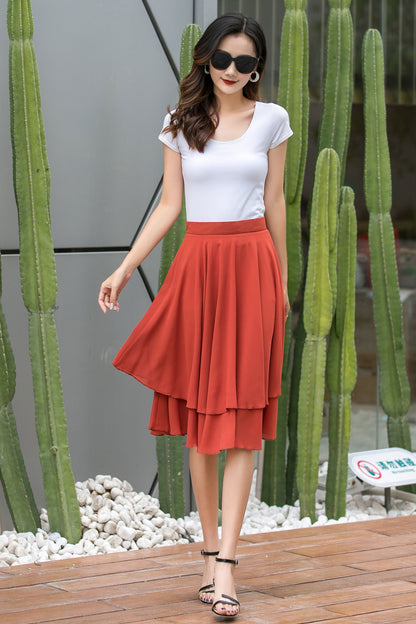 High Waisted Circle Chiffon Skirt 3542