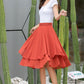 Summer Orange High Waisted Chiffon Circle Swing Skirt 3542#CK2201670