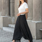 Women Summer Black Chiffon Wide Leg Loose Pant Skirt 3433#CK2201492