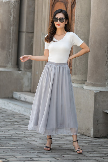 High waist Chiffon Summer Loose Pant Skirt 3434