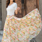 Summer Floral Long Chiffon Elastic Waist Skirt 3435