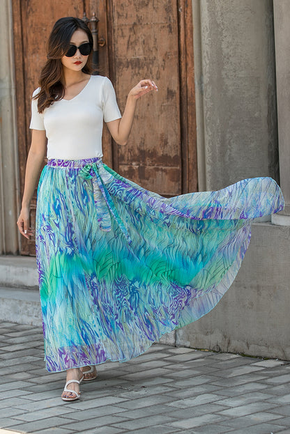 Summer Chiffon Swing Floral Plus Size Skirt 3436