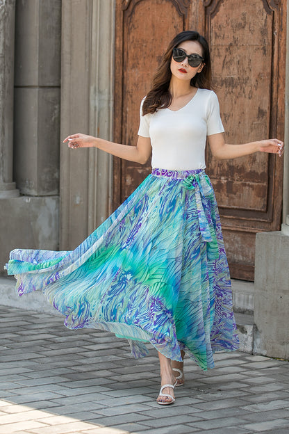 Summer Chiffon Swing Floral Plus Size Skirt 3436