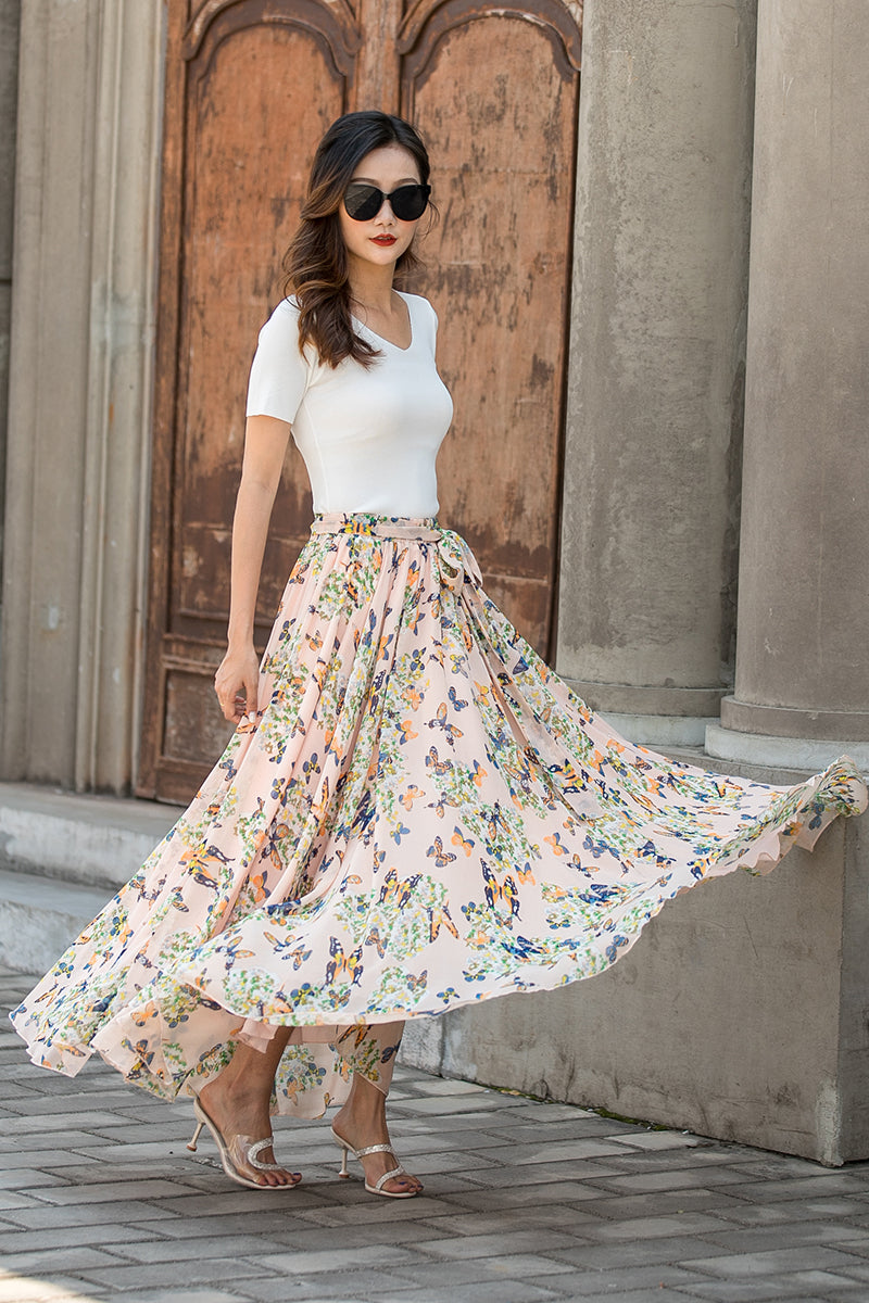 Aline chiffon shop maxi skirt