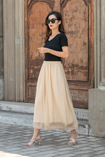 New High waist Women Chiffon Loose Pant Skirt 3444