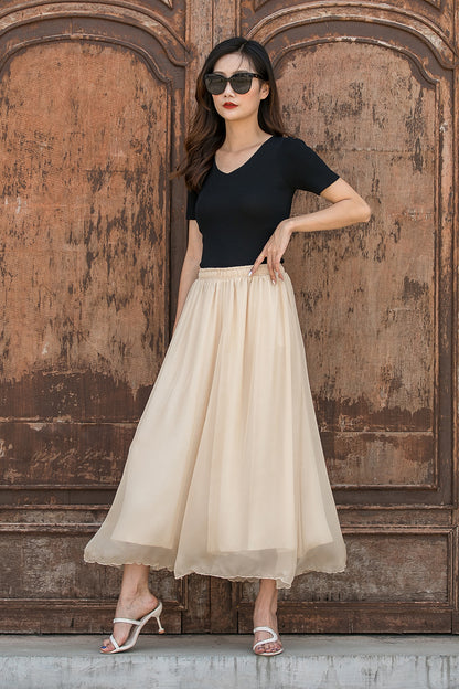 New High waist Women Chiffon Loose Pant Skirt 3444