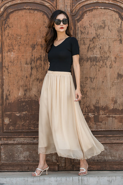 New High waist Women Chiffon Loose Pant Skirt 3444