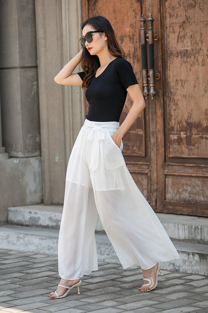 Casual Women Chiffon Wide Leg Pants 3446