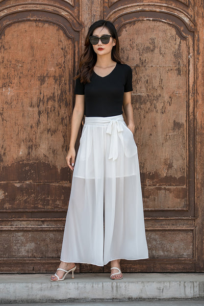 Casual Women Chiffon Wide Leg Pants 3446