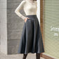Winter Gray Midi Wool Skirt 4130,Size S #CK2203025