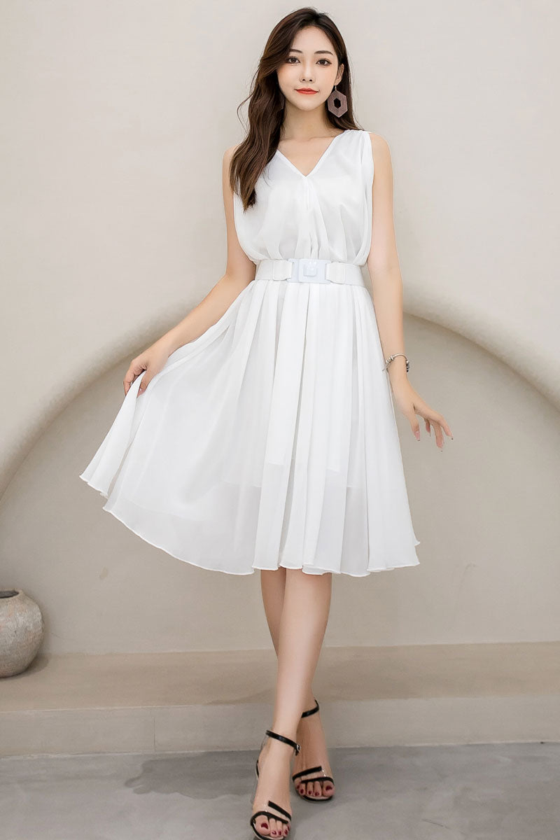 Sleeveless White beach Chiffon Dress 2909 Xiaolizi Sleeveless White beach Chiffon Dress 2909 Xiaolizi
