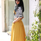 yellow linen pleated skirt 2170#