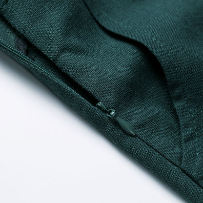Army Green Linen Cotton Maxi Skirt - High Waist A-Line Silhouette 2543