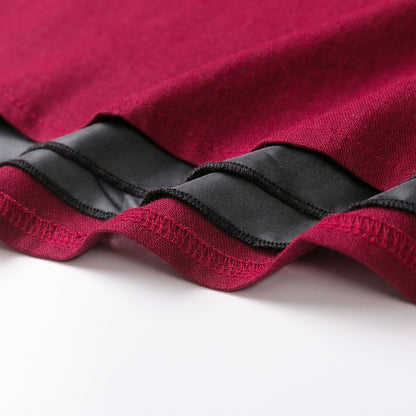 Red Linen Cotton Long Pleated Swing Skirt with Pockets 2021146