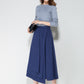 blue skirt, wool skirt, tiered skir 1712#