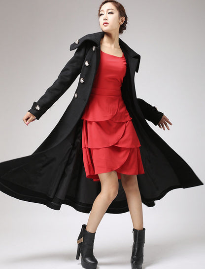 Black coat Cashmere coat Long coat Military Coat 709#