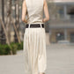 Women's sleeveless linen maxi skirt with pleated skirt 0931#