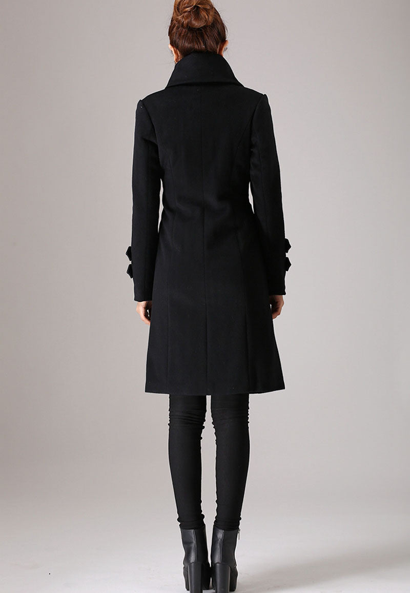 Black coat long sleeve Warm jacket winter jacket wool coat 751#