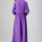 purple dress woman maxi dress long linen dress custom made long sleeve dress (799)