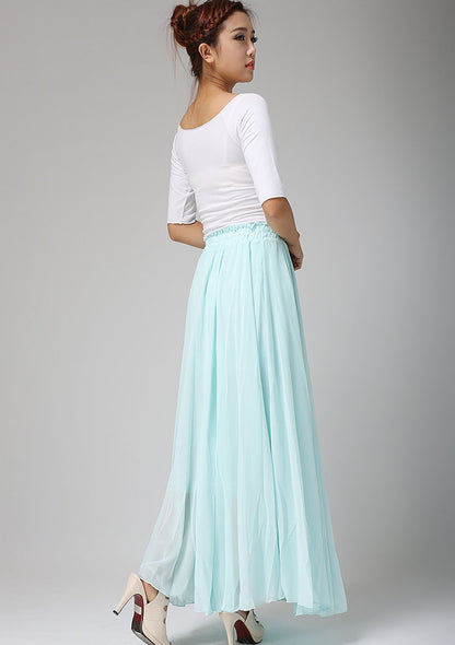 Swing long pleated chiffon skirt 0661#