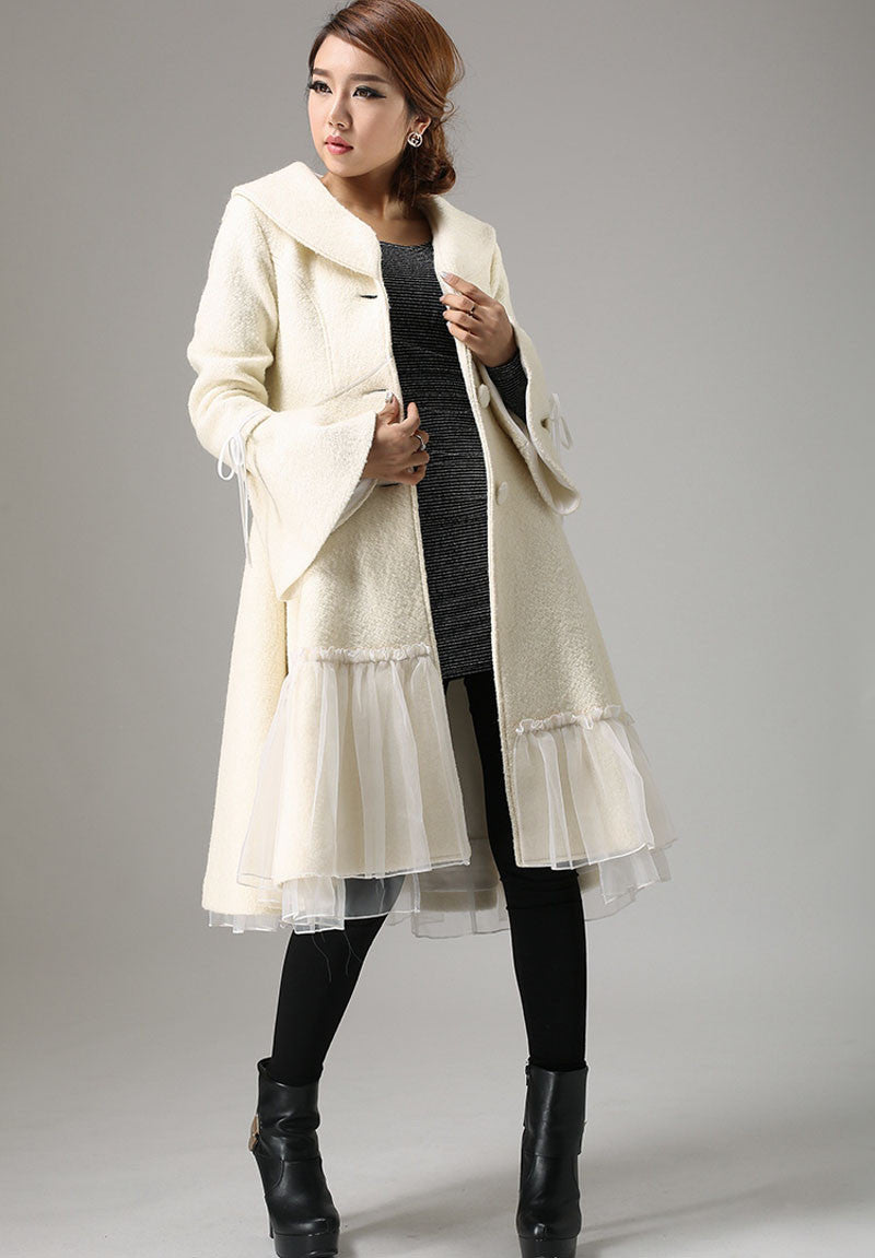 Begin white wool winter warm jacket long sleeve outwear 0725#