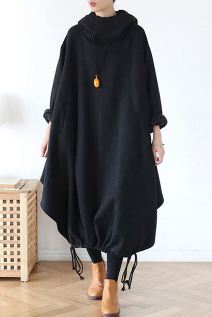 Casual hooded cotton dress coat