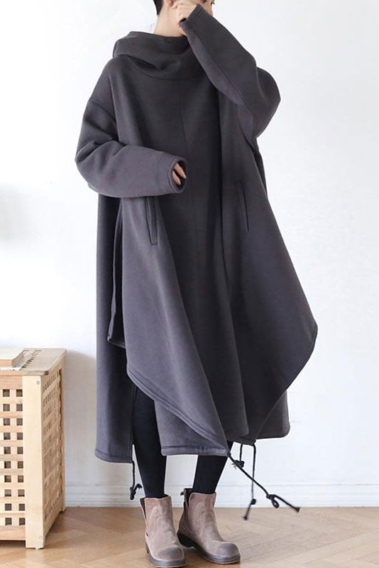 Casual hooded cotton dress coat