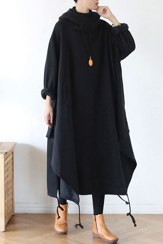 Casual hooded cotton dress coat
