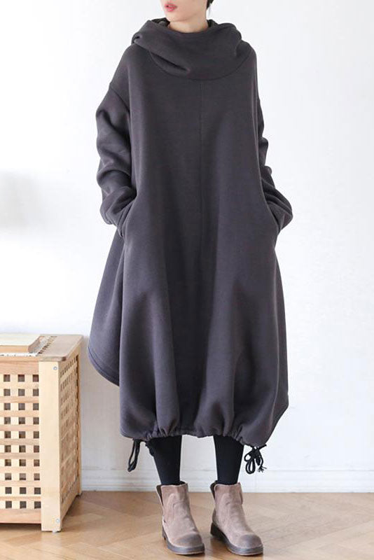 Casual hooded cotton dress coat